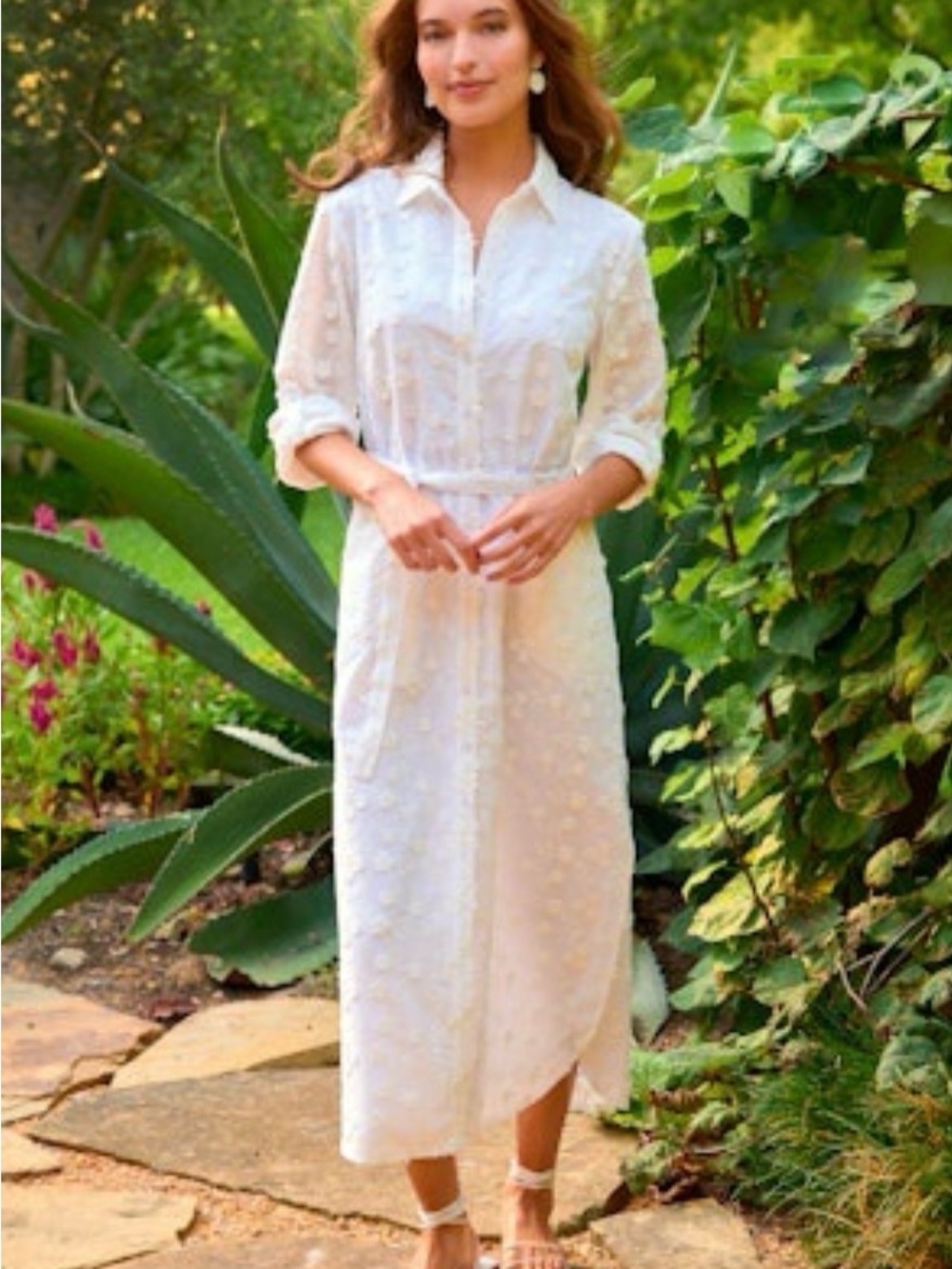 Finley White Embroidered Maxi Shirt Dress
